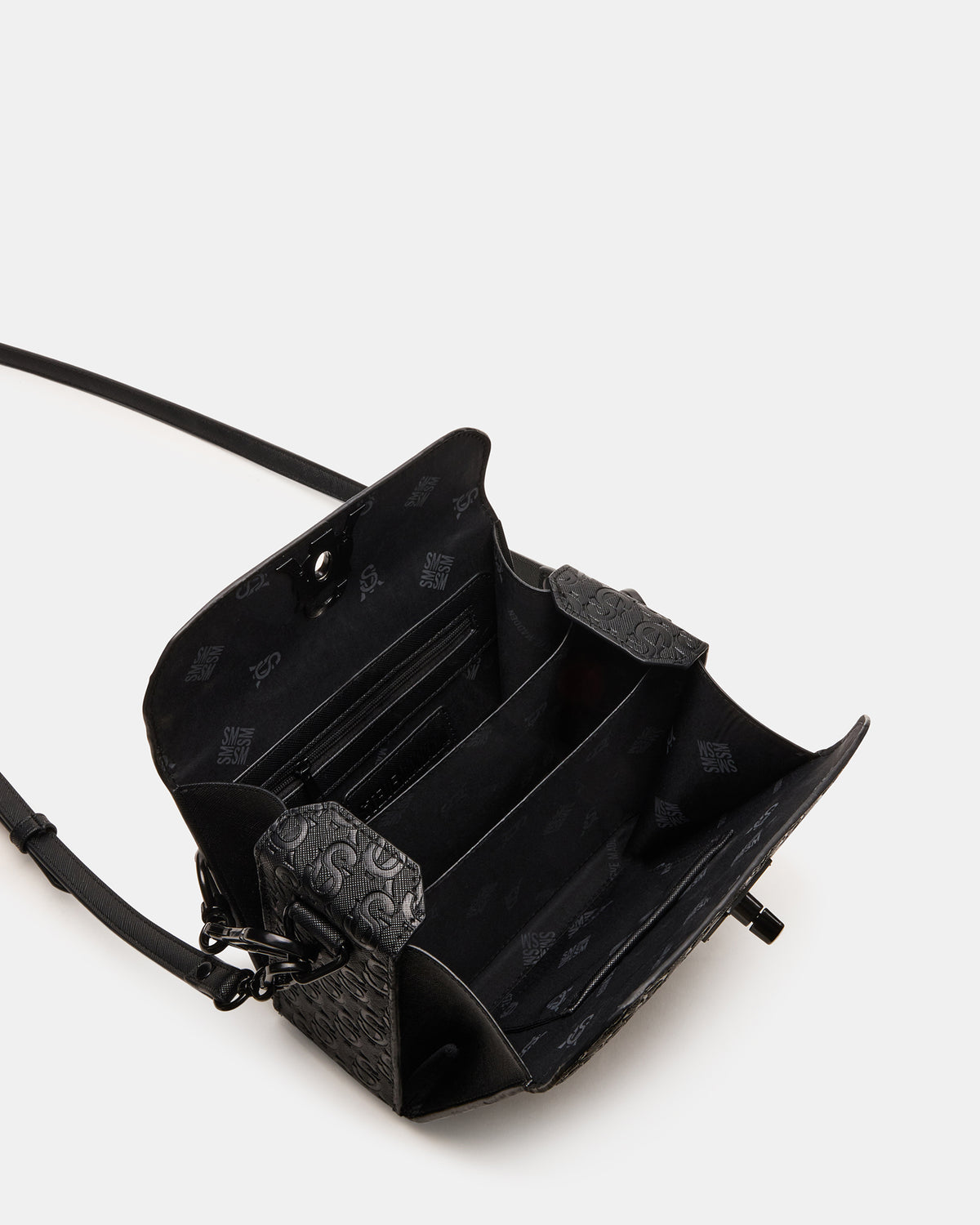 NOYA Black/Black Women's Embossed Crossbody Top-Handle Box Handbag | Steve Madden Hot Sale