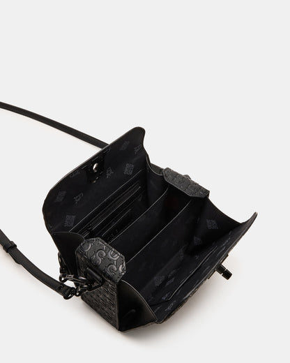 NOYA Black/Black Women's Embossed Crossbody Top-Handle Box Handbag | Steve Madden Hot Sale