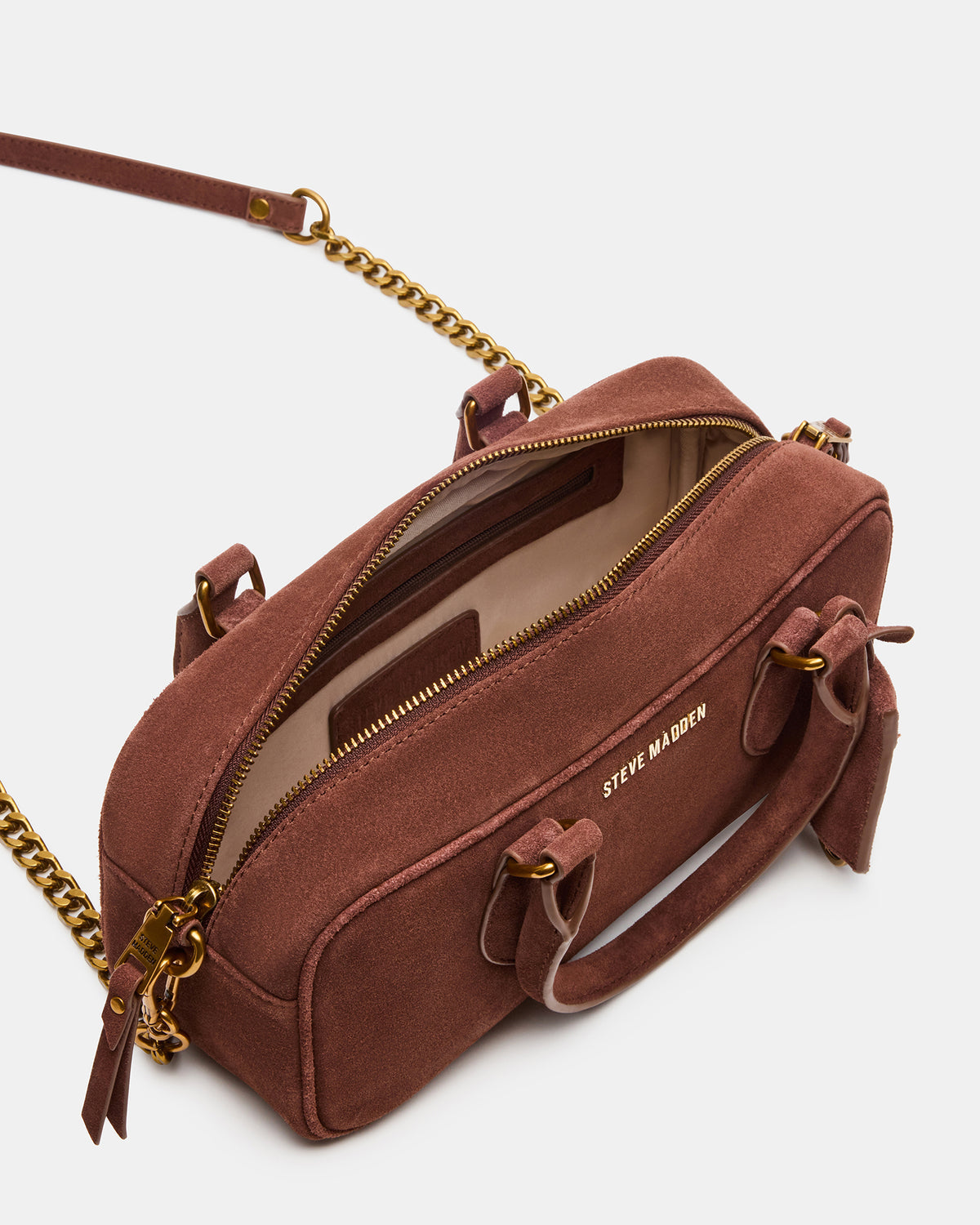 MERIT Bag Chestnut Suede Top-Handle Satchel Crossbody Handbag | Steve Madden Popular