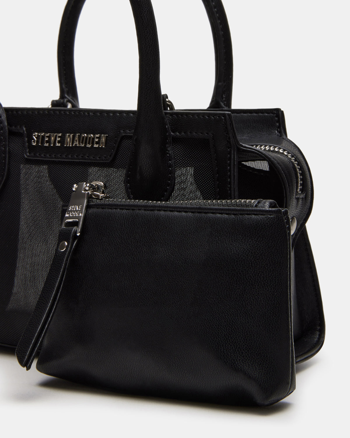 PEACHY Black Women's Mini Top-Handle Mesh Handbag | Steve Madden Customer Favorite