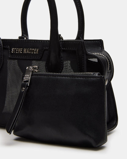 PEACHY Black Women's Mini Top-Handle Mesh Handbag | Steve Madden Customer Favorite