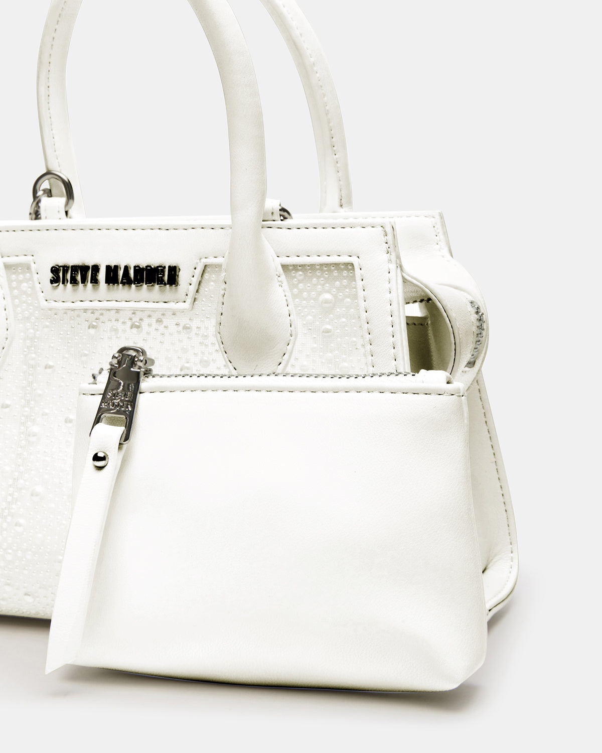 PEACH White Multi Women's Mini Top-Handle Mesh Handbag | Steve Madden Trending