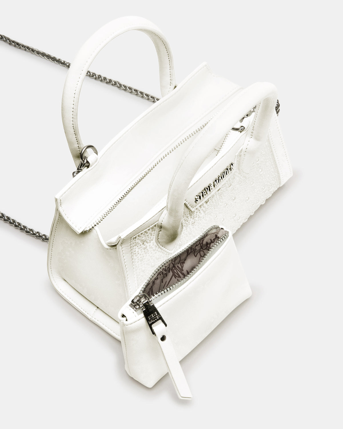 PEACH White Multi Women's Mini Top-Handle Mesh Handbag | Steve Madden Trending