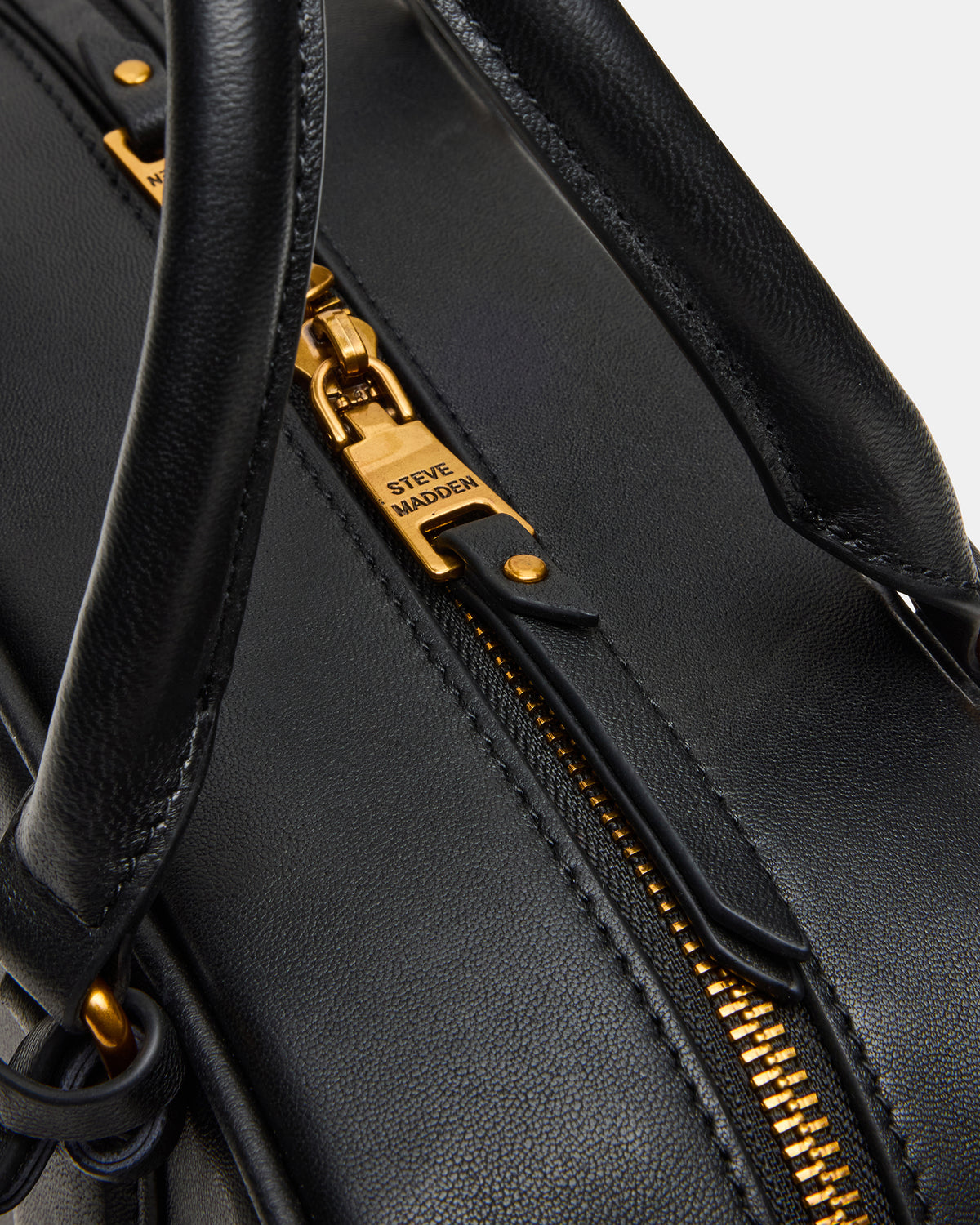 MERIT Bag Black Leather Top-Handle Satchel Crossbody Handbag | Steve Madden Quality