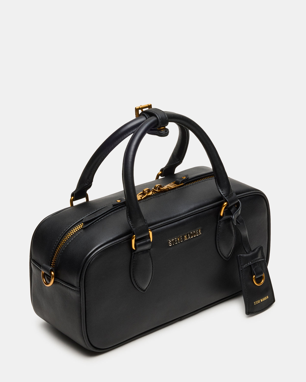 MERIT Bag Black Leather Top-Handle Satchel Crossbody Handbag | Steve Madden Quality