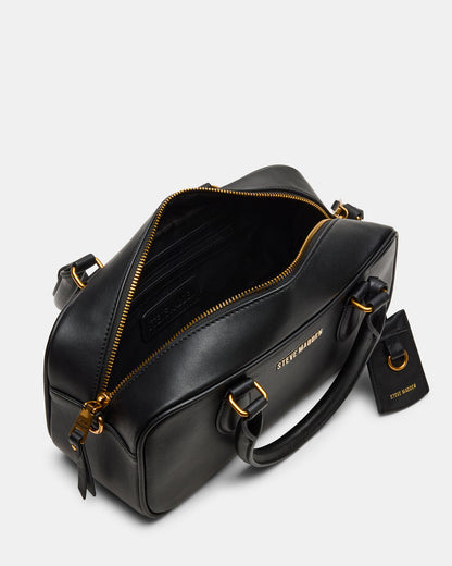 MERIT Bag Black Leather Top-Handle Satchel Crossbody Handbag | Steve Madden Quality