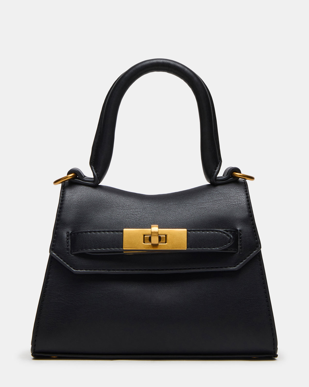MADLYN Bag Black Structured Turn-Lock Closure Top-Handle Crossbody Mini Handbag | Steve Madden Featured