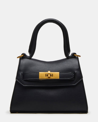 MADLYN Bag Black Structured Turn-Lock Closure Top-Handle Crossbody Mini Handbag | Steve Madden Featured