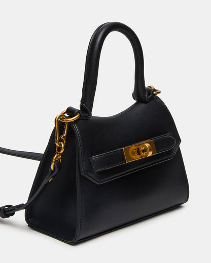 MADLYN Bag Black Structured Turn-Lock Closure Top-Handle Crossbody Mini Handbag | Steve Madden Featured