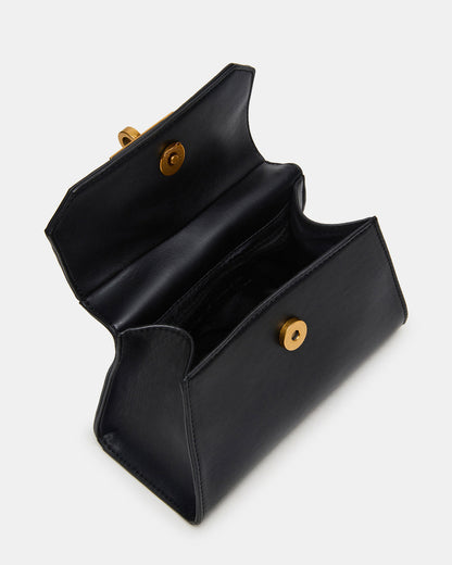 MADLYN Bag Black Structured Turn-Lock Closure Top-Handle Crossbody Mini Handbag | Steve Madden Featured