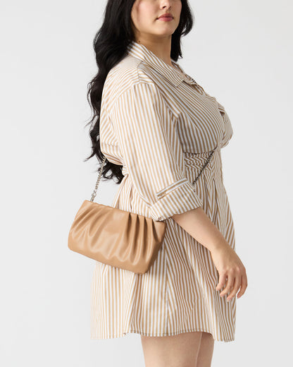NIKA Chestnut Women's Pleated Crossbody Clutch Handbag | Steve Madden Classic