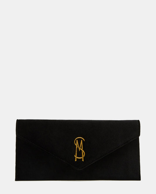 SMOOTH Bag Black Velvet Envelope Logo Crossbody Clutch Handbag | Steve Madden Hot Sale