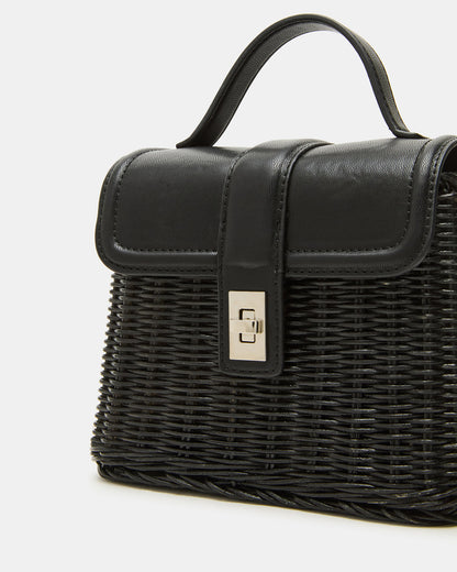 CRISTY Bag Black Wicker Top-Handle Sraw Crossbody Handbag | Steve Madden Great Value