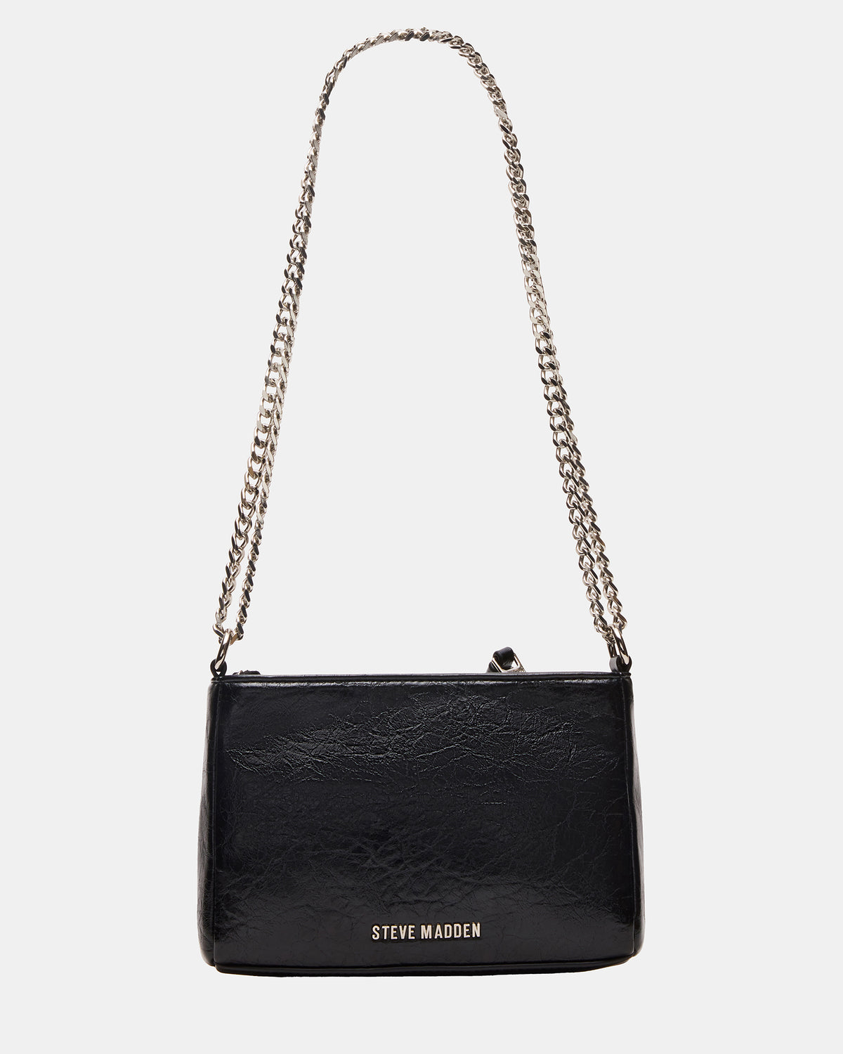 SKY Bag Black/Silver Moto Rhinestone Embellished Stud Crossbody Handbag | Steve Madden Trusted