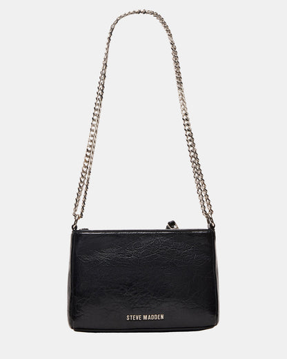 SKY Bag Black/Silver Moto Rhinestone Embellished Stud Crossbody Handbag | Steve Madden Trusted