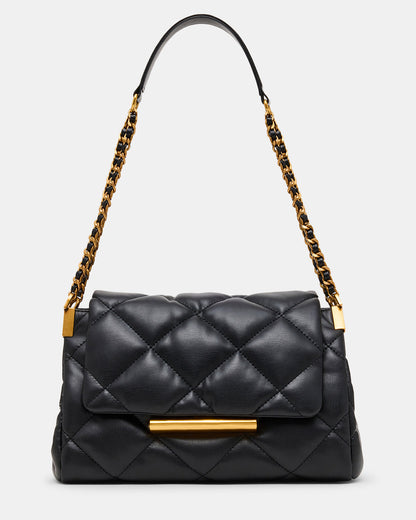 COLETTE Bag Black/Gold Quilted Chain Shoulder Handbag | Steve Madden Customer Favorite