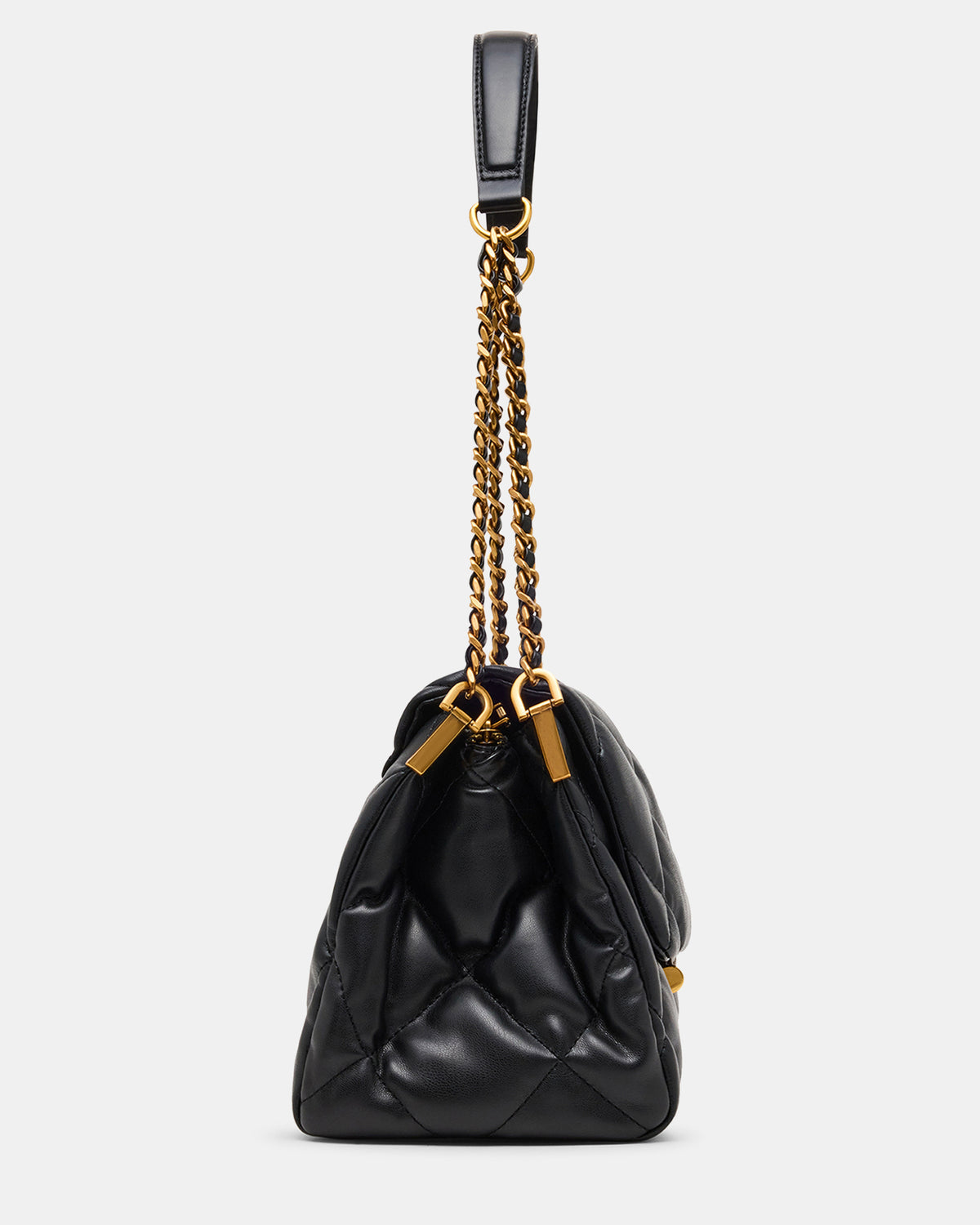 COLETTE Bag Black/Gold Quilted Chain Shoulder Handbag | Steve Madden Customer Favorite