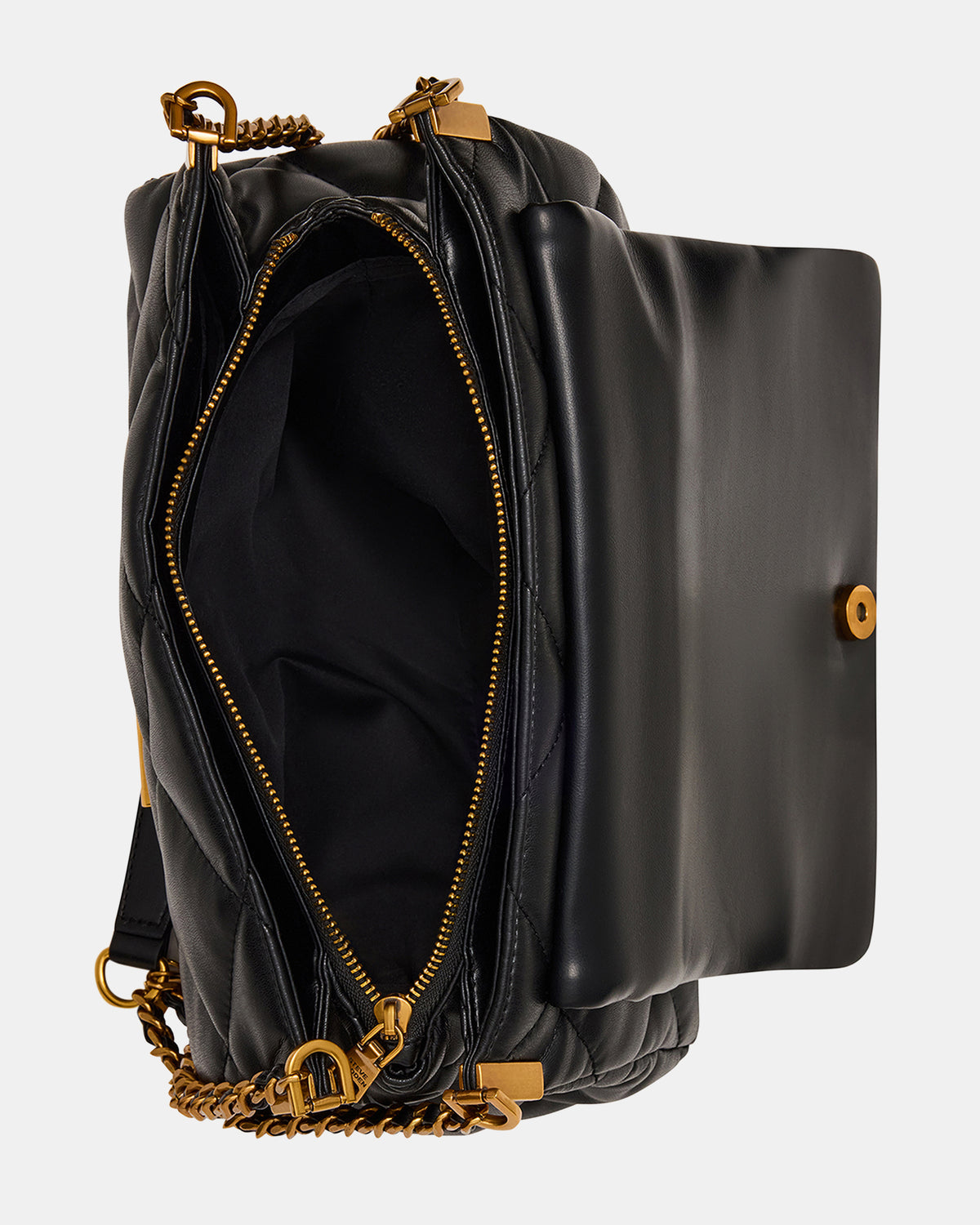 COLETTE Bag Black/Gold Quilted Chain Shoulder Handbag | Steve Madden Customer Favorite