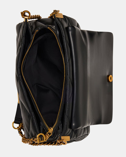 COLETTE Bag Black/Gold Quilted Chain Shoulder Handbag | Steve Madden Customer Favorite