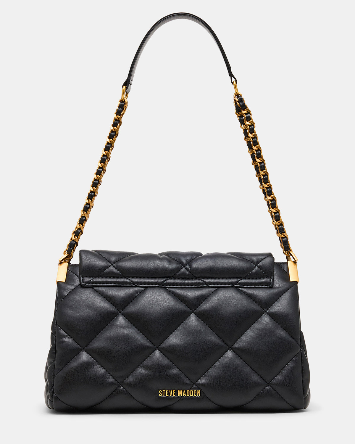 COLETTE Bag Black/Gold Quilted Chain Shoulder Handbag | Steve Madden Customer Favorite