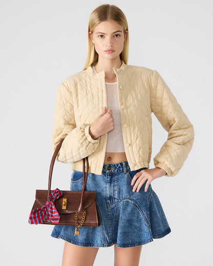 MILAN Bag Chocolate Elongated Menswear-Inspired Shoulder Strap Handbag | Steve Madden Signature