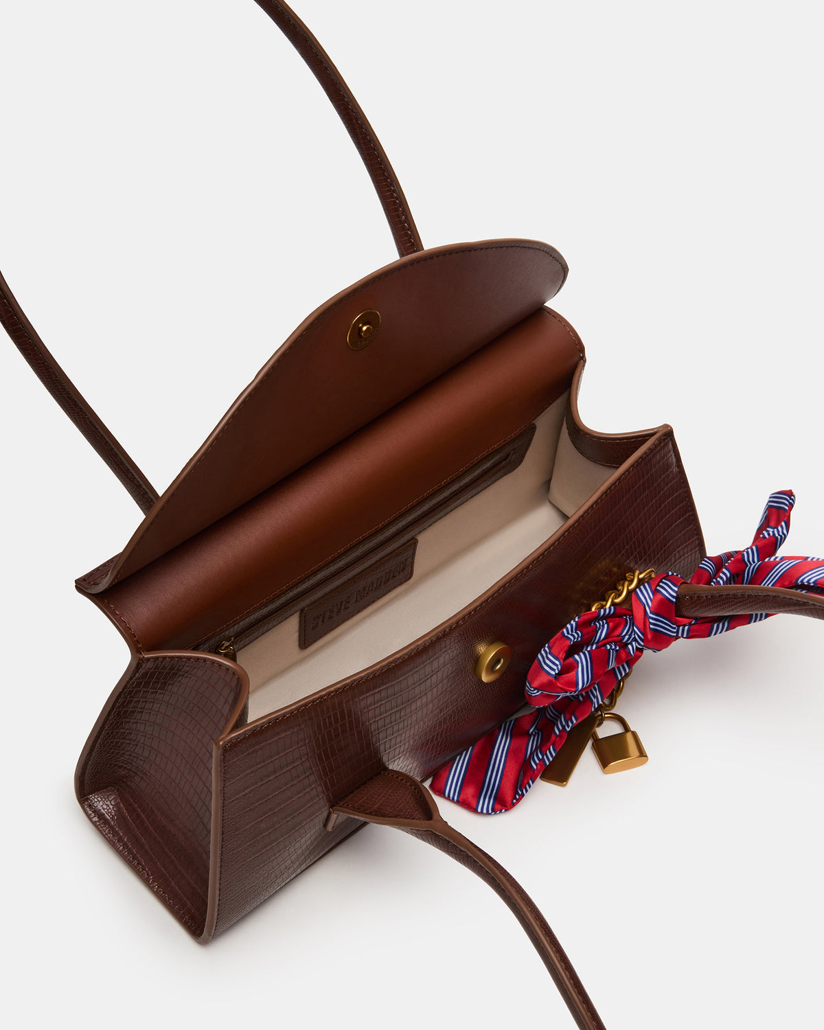 MILAN Bag Chocolate Elongated Menswear-Inspired Shoulder Strap Handbag | Steve Madden Signature