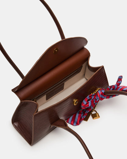 MILAN Bag Chocolate Elongated Menswear-Inspired Shoulder Strap Handbag | Steve Madden Signature