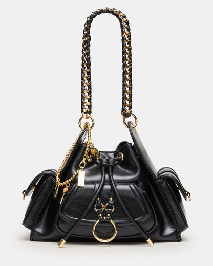 DRU Bag Black Hobo Shoulder Strap Chain Strap Handbag | Steve Madden Premium