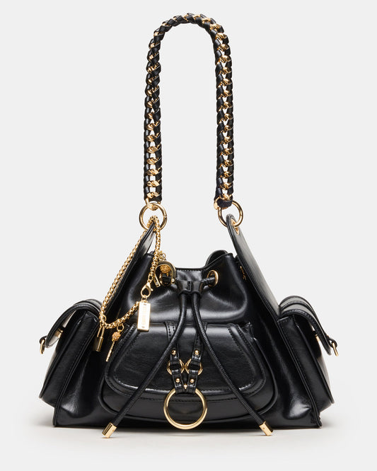 DRU Bag Black Hobo Shoulder Strap Chain Strap Handbag | Steve Madden Premium