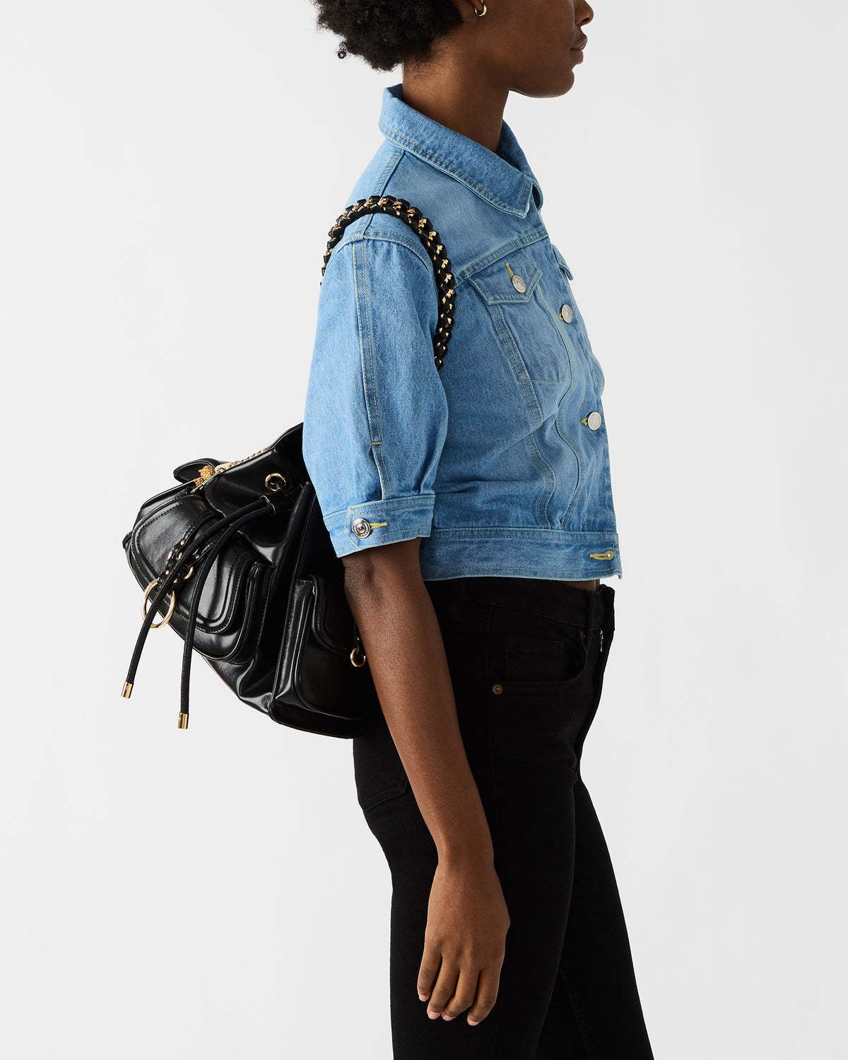 DRU Bag Black Hobo Shoulder Strap Chain Strap Handbag | Steve Madden Premium