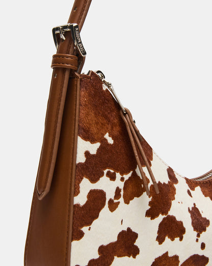 SMITH Bag Brown Cow Print Asymmetric Shoulder Handbag | Steve Madden Featured