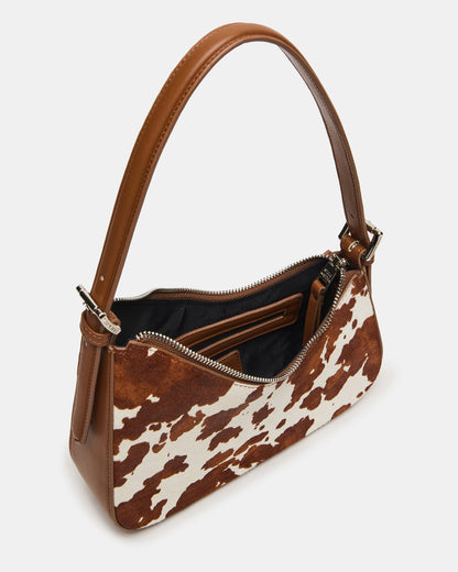 SMITH Bag Brown Cow Print Asymmetric Shoulder Handbag | Steve Madden Featured