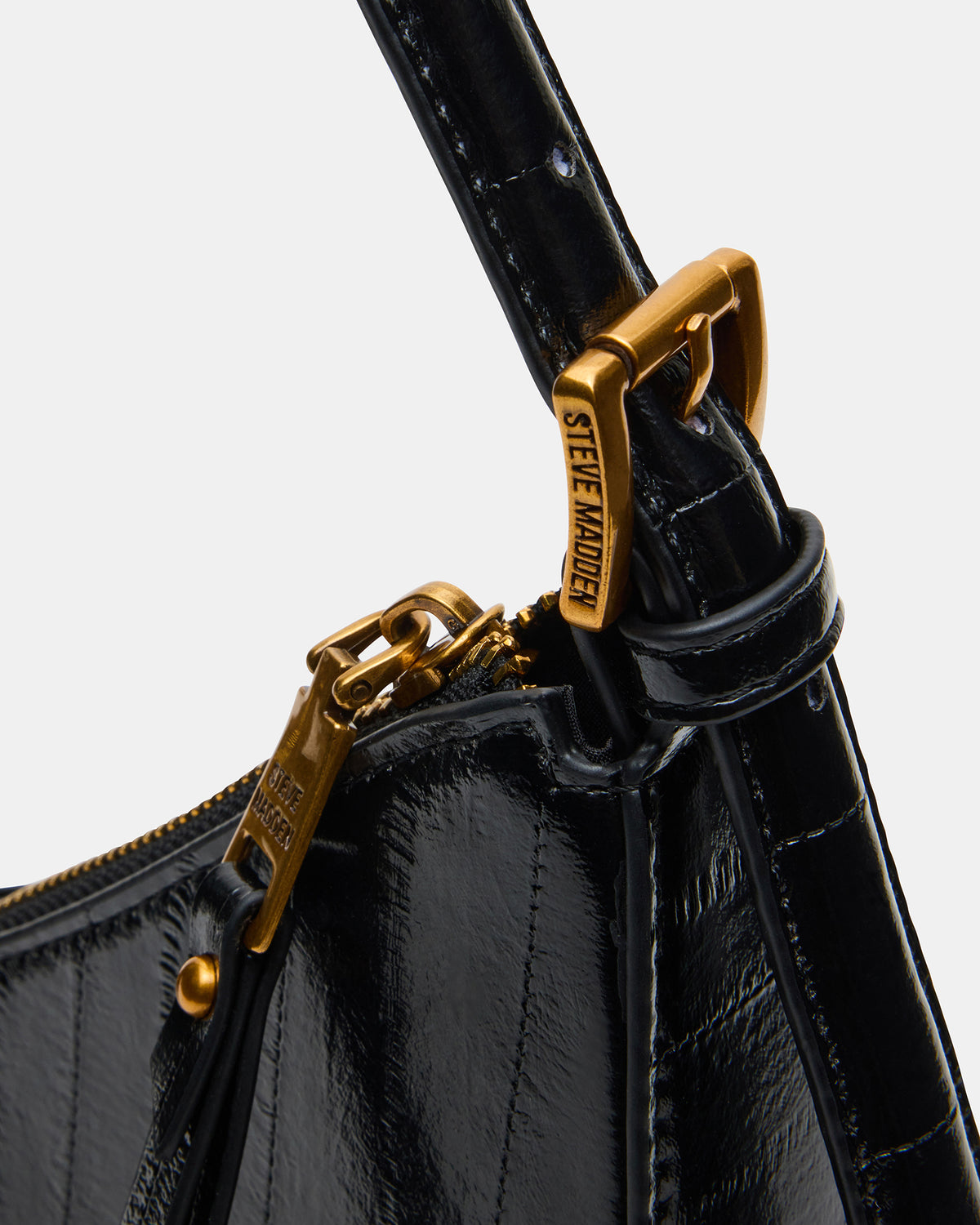 SMITH Bag Black Eel Asymmetric Shoulder Handbag | Steve Madden Classic
