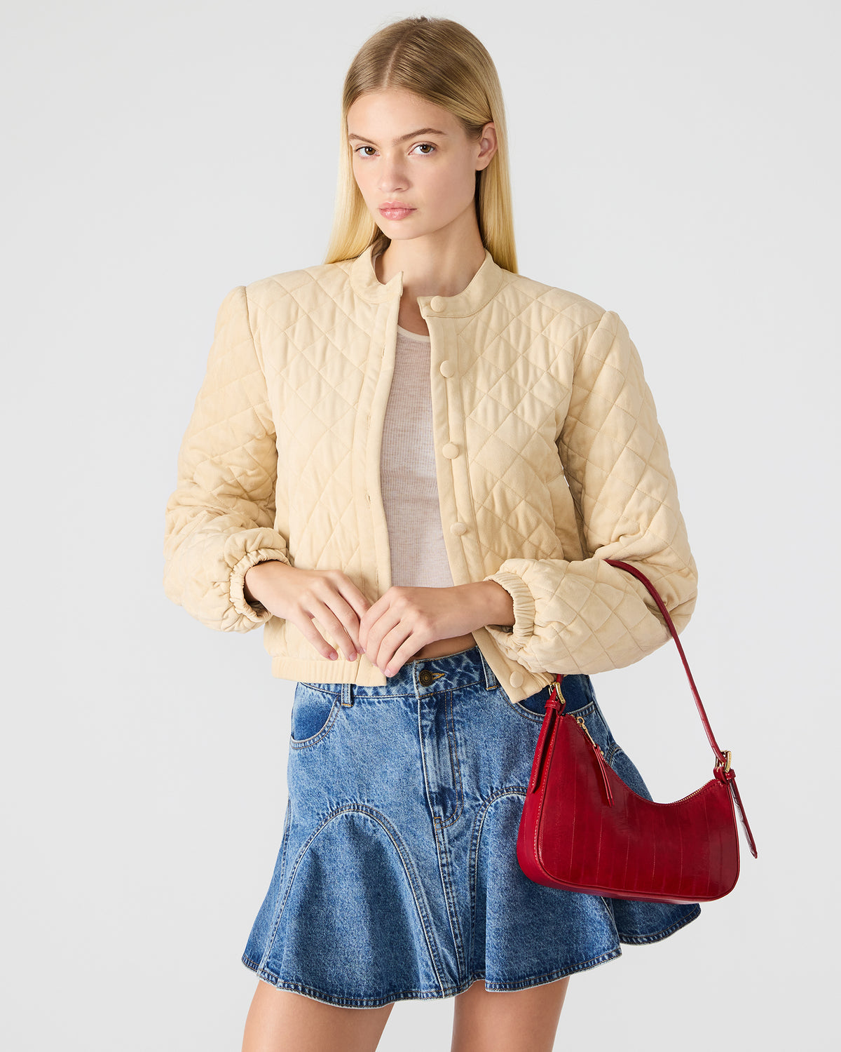 SMITH Bag Red Eel Asymmetric Shoulder Handbag | Steve Madden Trusted