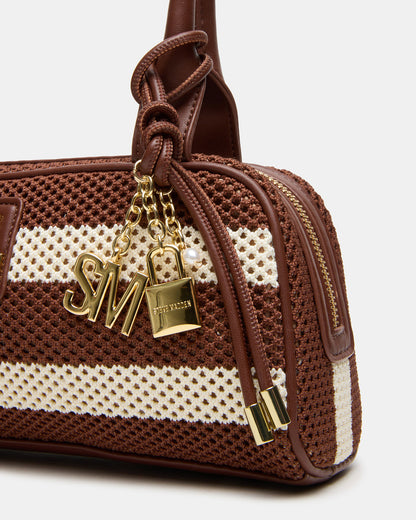 LAGUNE Bag Chocolate Multi Elongated Straw Shoulder Strap Handbag | Steve Madden Top Pick