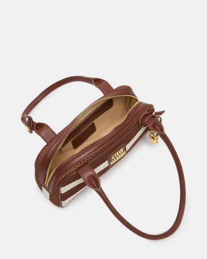 LAGUNE Bag Chocolate Multi Elongated Straw Shoulder Strap Handbag | Steve Madden Top Pick