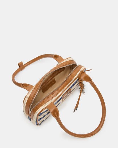 LAGUNE Bag Navy Multi Elongated Straw Shoulder Strap Handbag | Steve Madden Classic