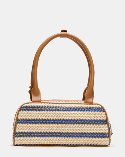 LAGUNE Bag Navy Multi Elongated Straw Shoulder Strap Handbag | Steve Madden Classic