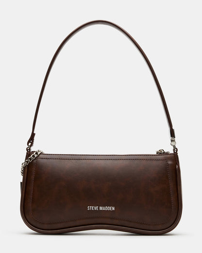 ANGEL Bag Brown Distressed Top-Zipper Structured Shoulder Strap Handbag | Steve Madden Quality