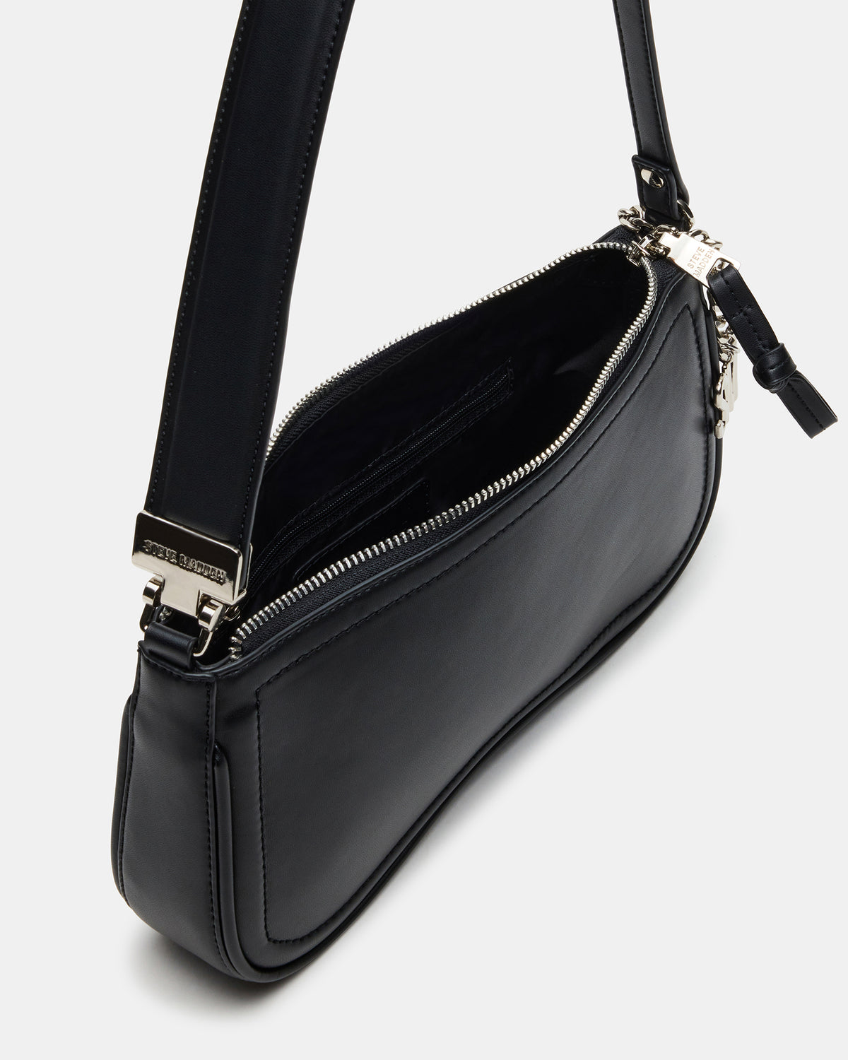ANGEL Bag Black Top-Zipper Structured Shoulder Strap Handbag | Steve Madden Value