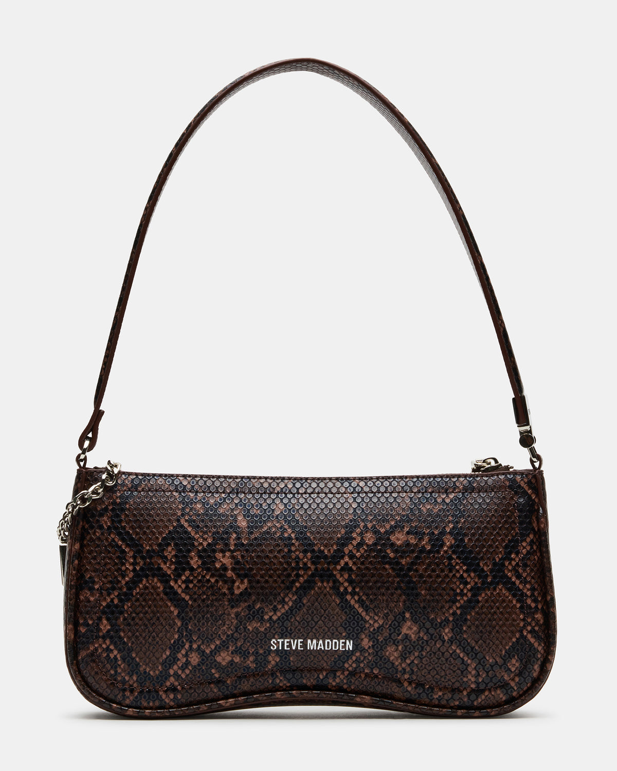 ANGEL Bag Brown Snake Top-Zipper Structured Shoulder Strap Handbag | Steve Madden Signature