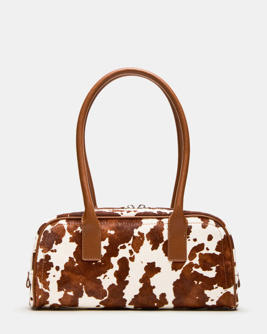 ANISE Bag Brown Cow Print Elongated Shoulder Strap Handbag | Steve Madden Quality