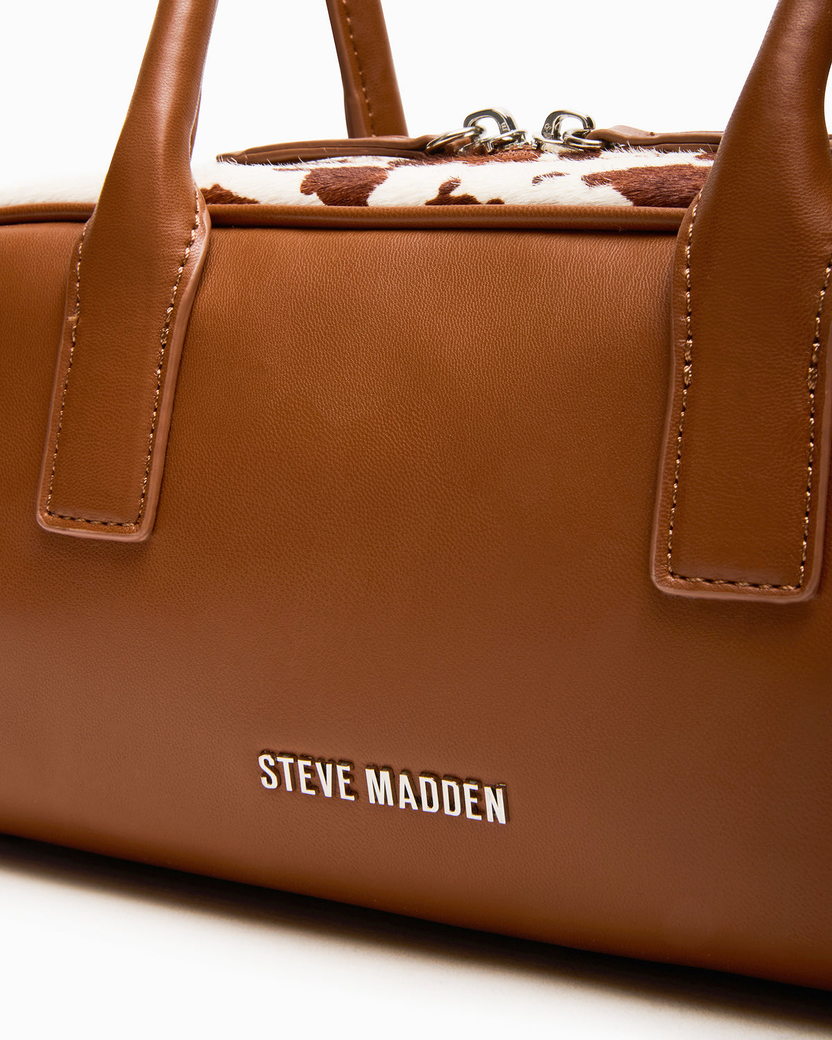 ANISE Bag Brown Cow Print Elongated Shoulder Strap Handbag | Steve Madden Quality