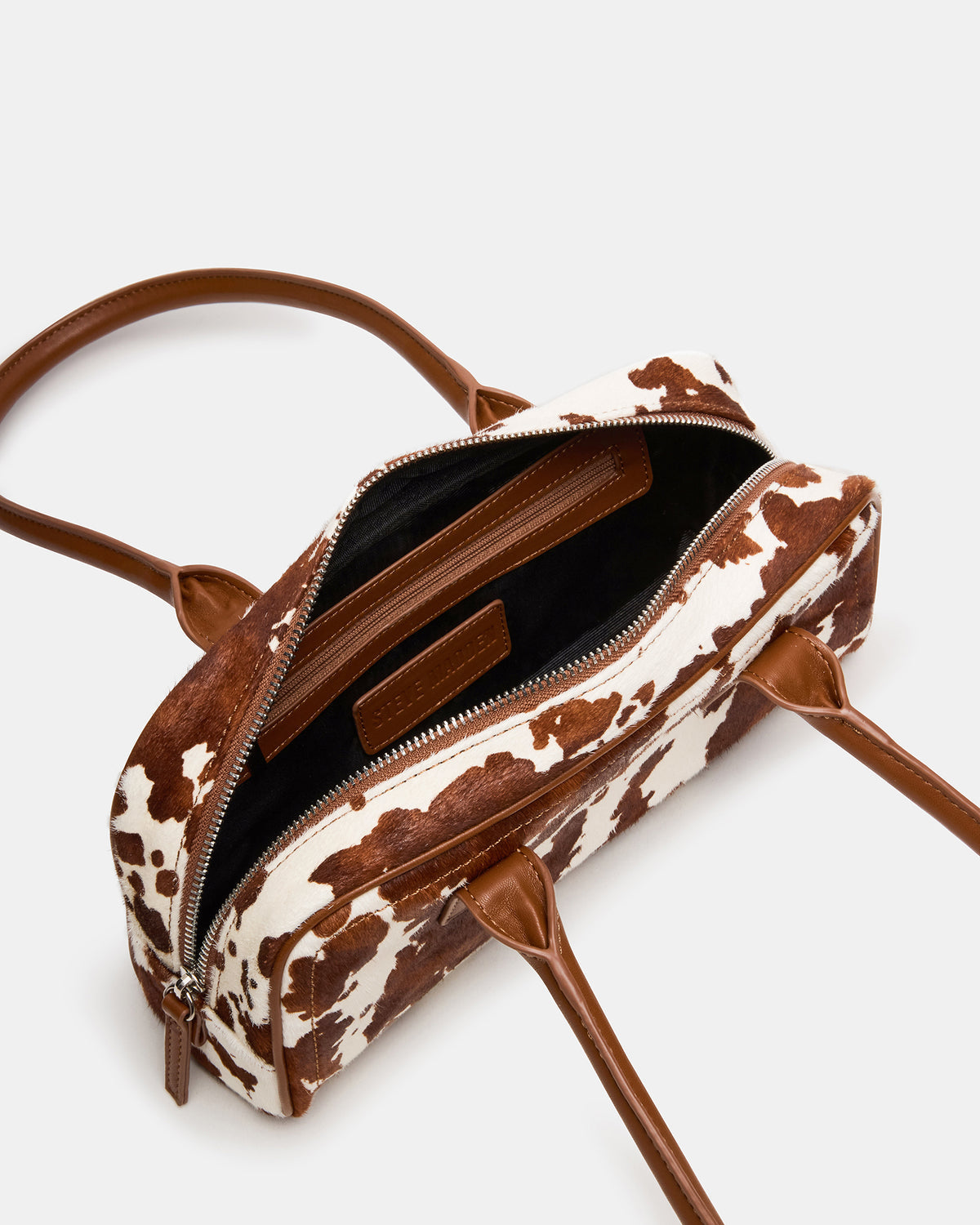 ANISE Bag Brown Cow Print Elongated Shoulder Strap Handbag | Steve Madden Quality