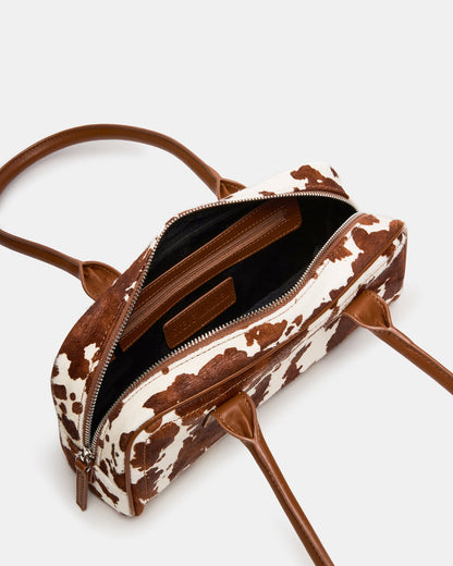 ANISE Bag Brown Cow Print Elongated Shoulder Strap Handbag | Steve Madden Quality