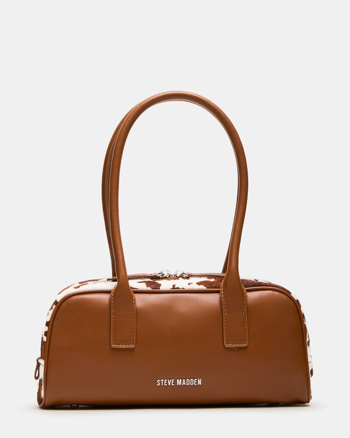 ANISE Bag Brown Cow Print Elongated Shoulder Strap Handbag | Steve Madden Quality