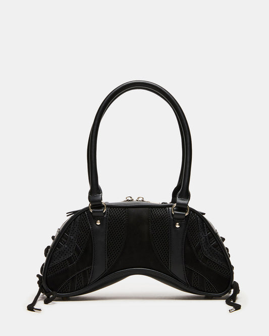 KODY Bag Black Lace-Up Buckle Shoulder Strap Handbag | Steve Madden Smart Buy
