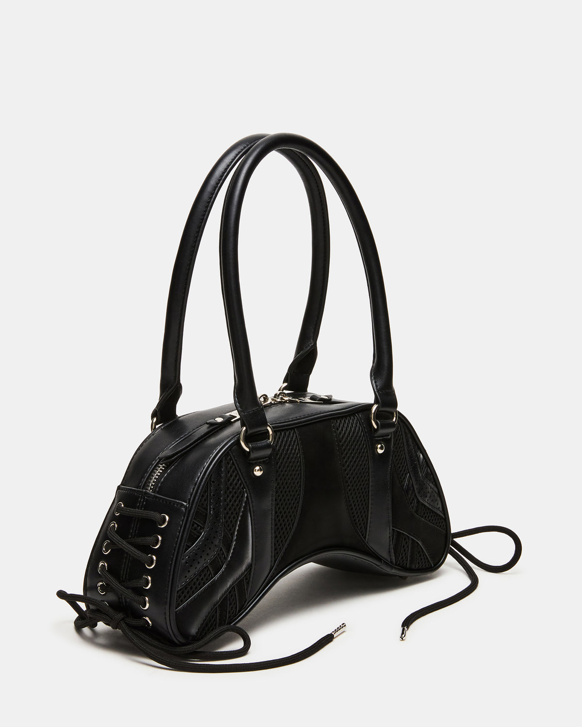 KODY Bag Black Lace-Up Buckle Shoulder Strap Handbag | Steve Madden Smart Buy