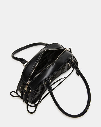 KODY Bag Black Lace-Up Buckle Shoulder Strap Handbag | Steve Madden Smart Buy