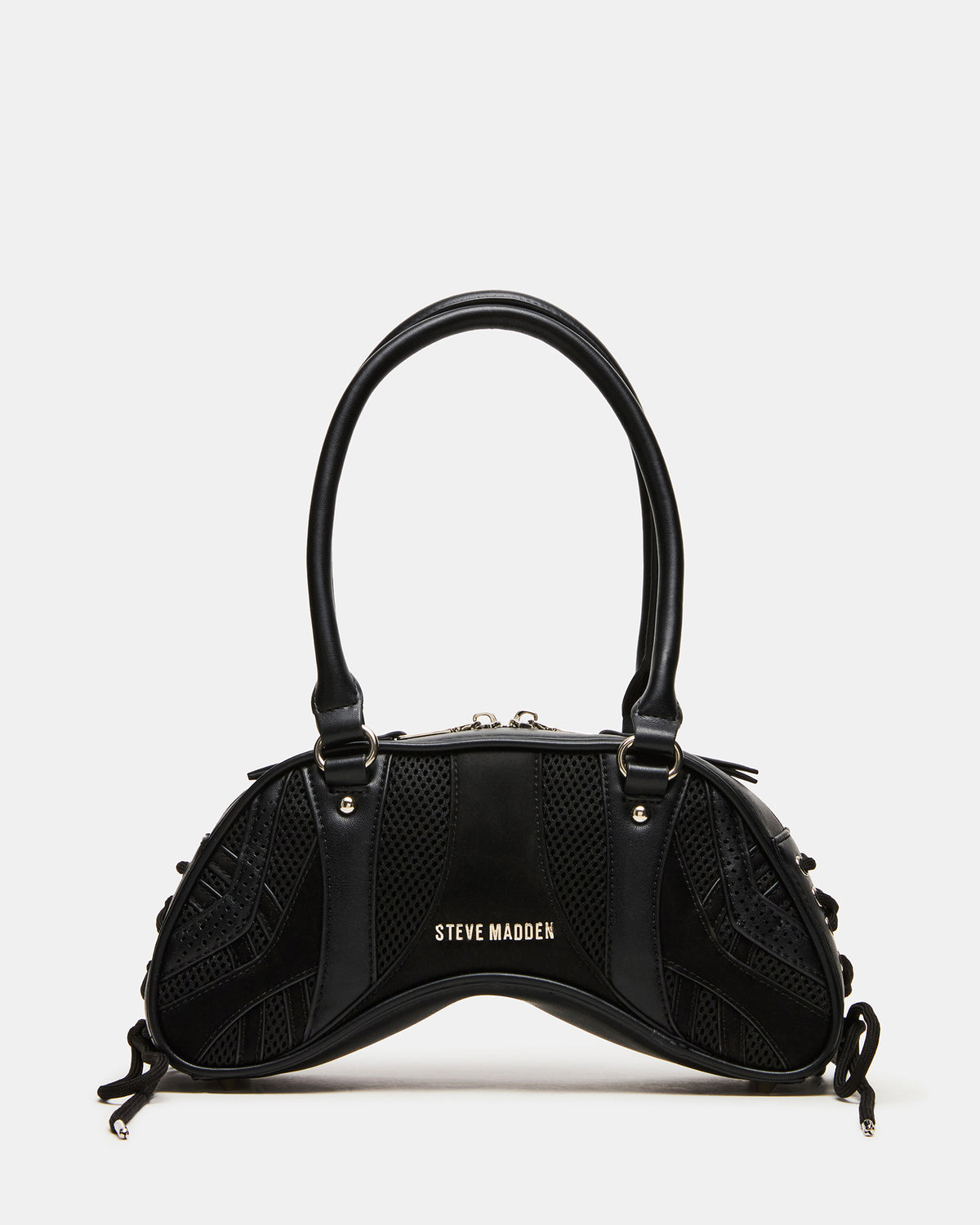 KODY Bag Black Lace-Up Buckle Shoulder Strap Handbag | Steve Madden Smart Buy